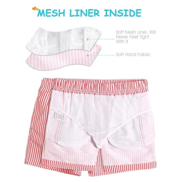 Maamgic Boys Swimsuit Swim Trunks  Size 8  Red Striped  Pool Beach Water Park - Picture 13 of 13